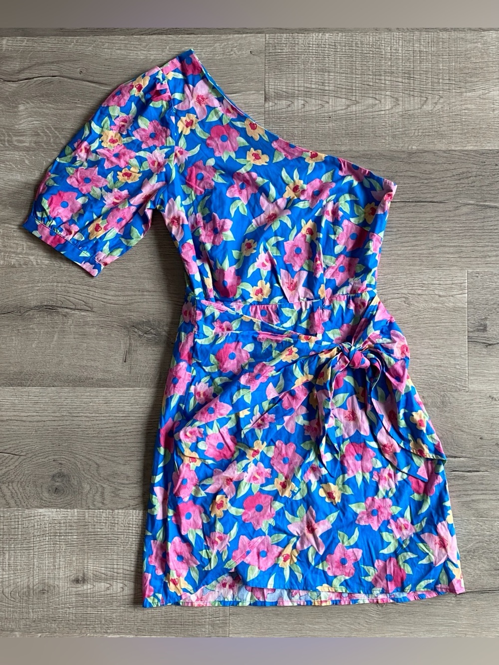 Bright Multi Colored Pink and Blue Floral Lulu’s Mini Dress Size Small